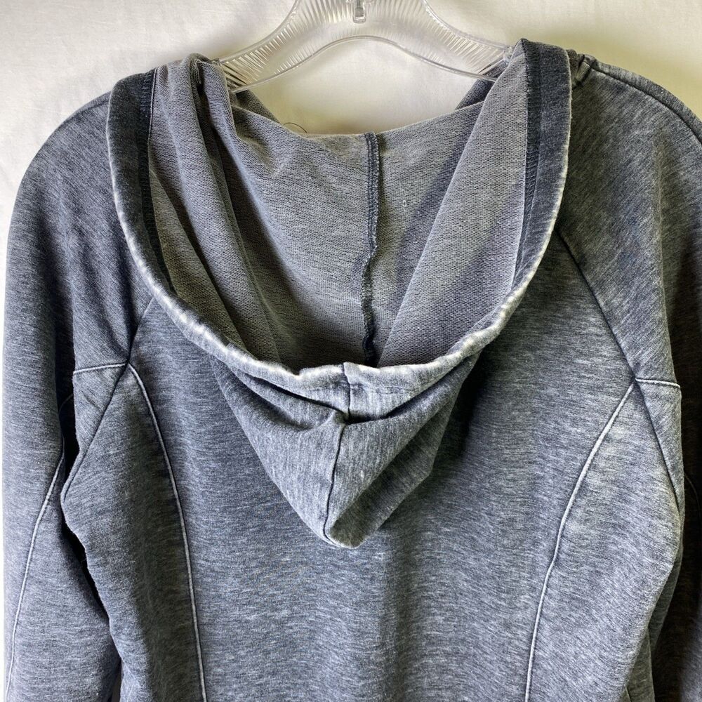 GreanTea Womens Hoodie - Size MED - Faux Distressed Heathered Gray French Terry - Picture 12 of 14